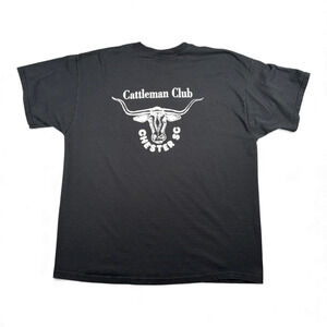 Vintage Cattleman Club Shirt Adult EXTRA LARGE Black Pocket Texas Longhorn 90s